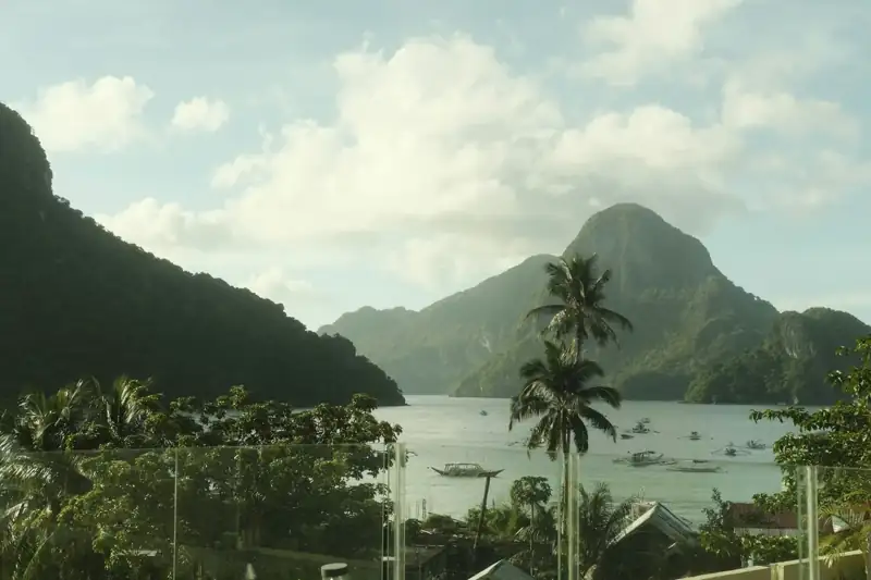 A large body of water surrounded by mountains