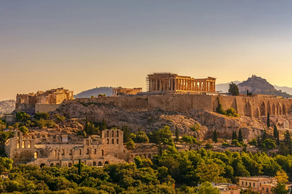 Acropolis of athens at golden hour