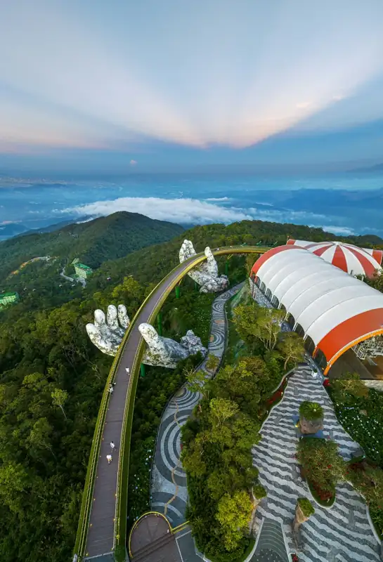 An aerial view of an amusement park