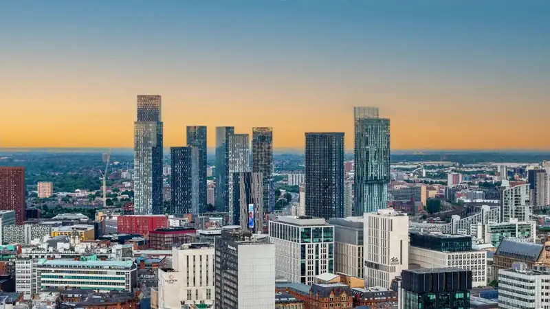 A view of a city from the top of a building
