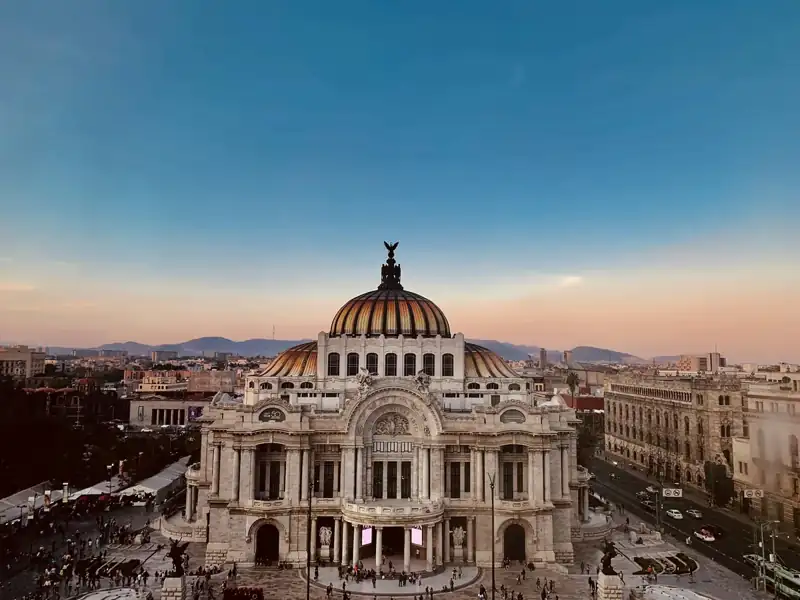 Aerial photo of dome building under blue sky at daytime