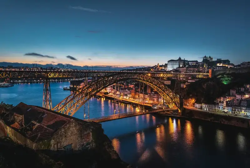 Brown bridge with light
