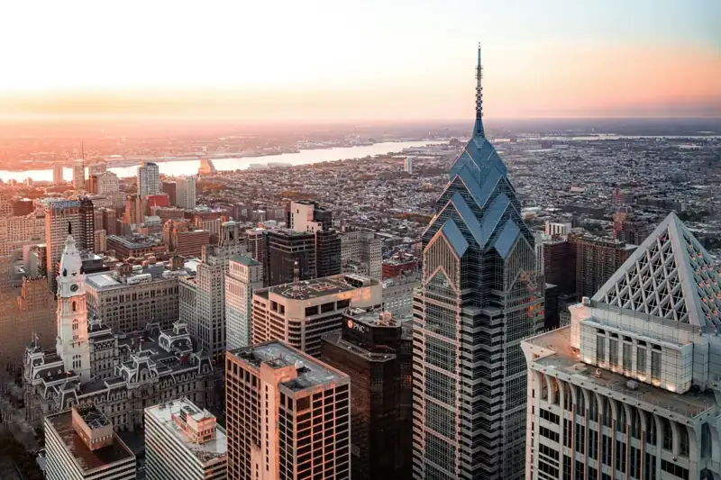 Aerial photo of buildings