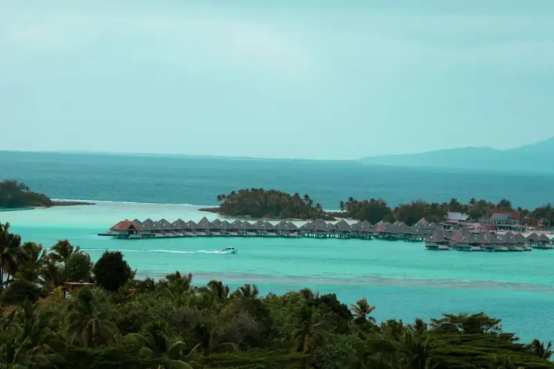A view of a tropical island from a distance