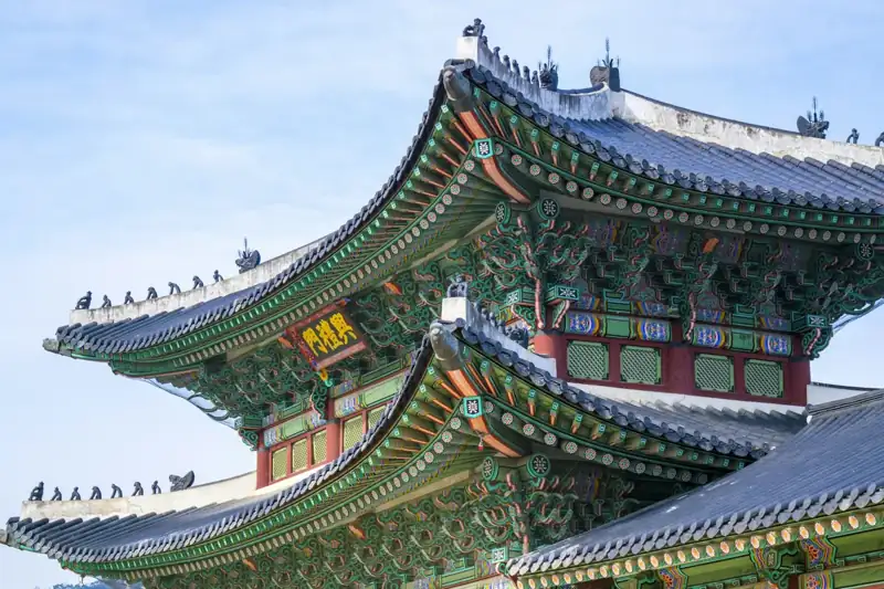 Green and red temple