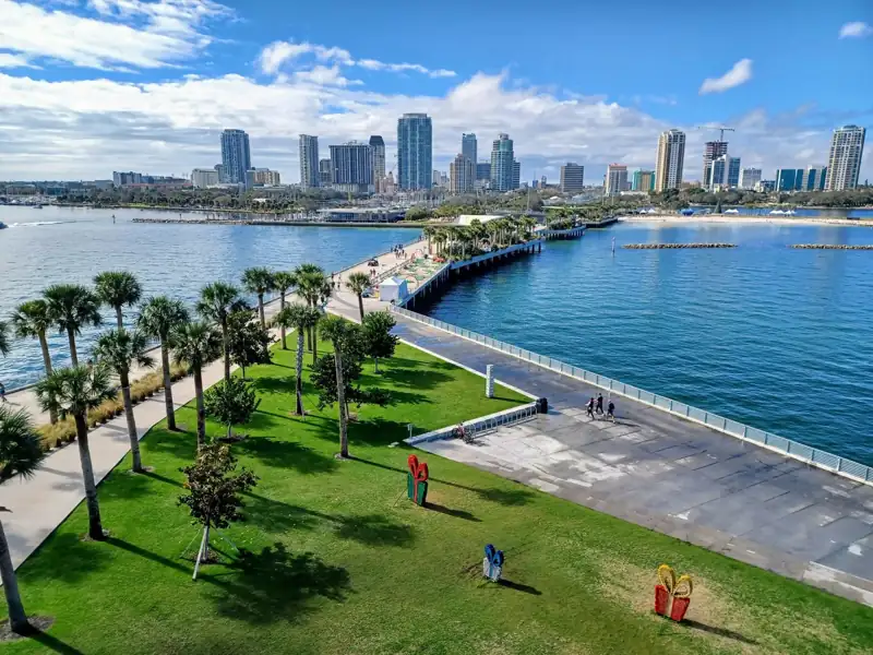 A view of a city and a body of water