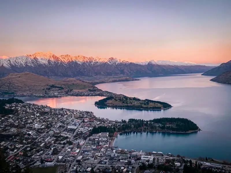 Aerial view of lake and mountains during daytime